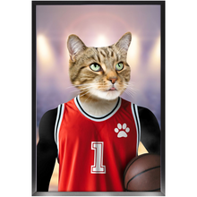 Load image into Gallery viewer, Hoopla- Basketball Player & Sports Inspired Custom Pet Portrait Framed Satin Paper Print