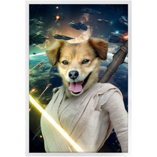 Load image into Gallery viewer, LIGHT REY IN SPACE - Rey Skywalker & Star Wars Inspired Custom Pet Portrait Framed Satin Paper Print