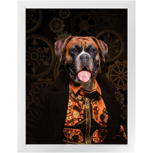 Load image into Gallery viewer, Like Clockwork - Steampunk, Victorian Era Inspired Custom Pet Portrait Framed Satin Paper Print