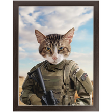 Load image into Gallery viewer, OPERATION FREEBONE - Military Marine Inspired Custom Pet Portrait Framed Satin Paper Print