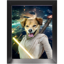 Load image into Gallery viewer, LIGHT REY IN SPACE - Rey Skywalker & Star Wars Inspired Custom Pet Portrait Framed Satin Paper Print