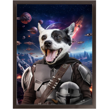 Load image into Gallery viewer, WANDERLORIAN IN SPACE - Mandalorian & Star Wars Inspired Custom Pet Portrait Framed Satin Paper Print