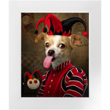 Load image into Gallery viewer, Jest Kidding - Jester, Clowns & Renaissance Inspired Custom Pet Portrait Framed Satin Paper Print