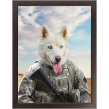 Load image into Gallery viewer, DESSERT STORM - Military Marine Inspired Custom Pet Portrait Framed Satin Paper Print
