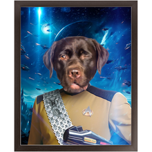 Load image into Gallery viewer, LIEUTENANT WOOF IN SPACE - Star Trek Inspired Custom Pet Portrait Framed Satin Paper Print