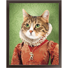 Load image into Gallery viewer, Lady Pluck - Renaissance Inspired Custom Pet Portrait Framed Satin Paper Print