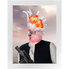 Load image into Gallery viewer, Ham Sosage - Hans Solo & Star Wars Inspired Custom Pet Portrait Framed Satin Paper Print