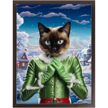 Load image into Gallery viewer, SNOWFLAKE - Christmas elf Inspired Custom Pet Portrait Framed Satin Paper Print