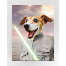 Load image into Gallery viewer, Fluke Carchaser - Jedi Luke Skywalker & Star Wars Inspired Custom Pet Portrait Framed Satin Paper Print
