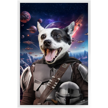 Load image into Gallery viewer, WANDERLORIAN IN SPACE - Mandalorian & Star Wars Inspired Custom Pet Portrait Framed Satin Paper Print