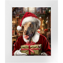 Load image into Gallery viewer, PANTA PAWS - Christmas, Santa & Elf Inspired Custom Pet Portrait Framed Satin Paper Print