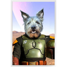 Load image into Gallery viewer, Bob & Fetch- Boba Fett & Star Wars Inspired Custom Pet Portrait Framed Satin Paper Print