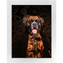 Load image into Gallery viewer, Like Clockwork - Steampunk, Victorian Era Inspired Custom Pet Portrait Framed Satin Paper Print