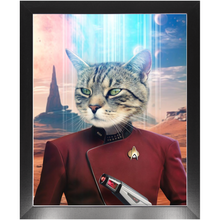 Load image into Gallery viewer, CAPTAIN DIGYARD - BEAMING DOWN - Star Trek Inspired Custom Pet Portrait Framed Satin Paper Print