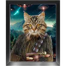 Load image into Gallery viewer, WOOFIE IN SPACE - Chewbacca & Star Wars Inspired Custom Pet Portrait Framed Satin Paper Print