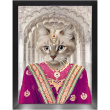 Load image into Gallery viewer, Devilicious - Royal Indian Princess Inspired Custom Pet Portrait Framed Satin Paper Print