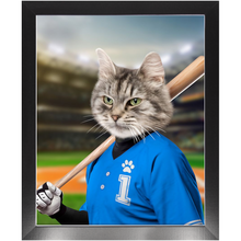 Load image into Gallery viewer, Hard Hitter - Baseball Player & Sports Inspired Custom Pet Portrait Framed Satin Paper Print