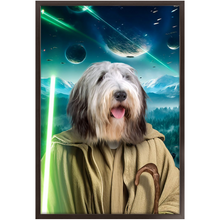 Load image into Gallery viewer, YO, DOG! IN SPACE - Yoda & Star Wars Inspired Custom Pet Portrait Framed Satin Paper Print