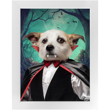 Load image into Gallery viewer, Count Meowt - Count Dracula Inspired Custom Pet Portrait Framed Satin Paper Print