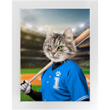 Load image into Gallery viewer, Hard Hitter - Baseball Player & Sports Inspired Custom Pet Portrait Framed Satin Paper Print