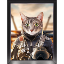 Load image into Gallery viewer, TOP FUN - Air Force Fighter Pilot Inspired Custom Pet Portrait Framed Satin Paper Print