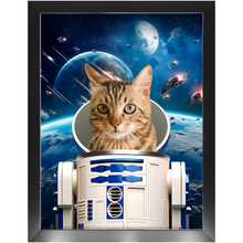Load image into Gallery viewer, R.2.D.TOO IN SPACE - R2D2 & Star Wars Inspired Custom Pet Portrait Framed Satin Paper Print