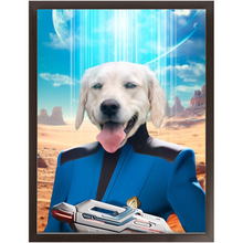Load image into Gallery viewer, BONE CRUSHER - BEAMING DOWN - Star Trek Inspired Custom Pet Portrait Framed Satin Paper Print