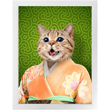Load image into Gallery viewer, Orenjisan - Japanese Geisha & Kimono Inspired Custom Pet Portrait Framed Satin Paper Print
