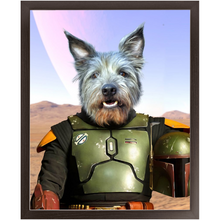 Load image into Gallery viewer, Bob & Fetch- Boba Fett & Star Wars Inspired Custom Pet Portrait Framed Satin Paper Print