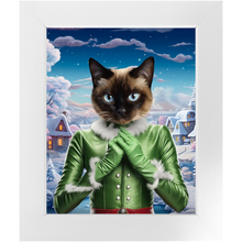 Load image into Gallery viewer, SNOWFLAKE - Christmas elf Inspired Custom Pet Portrait Framed Satin Paper Print