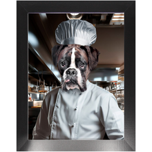 Load image into Gallery viewer, MAKING A MEAL OF IT - Chef & Cook Inspired Custom Pet Portrait Framed Satin Paper Print