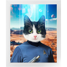 Load image into Gallery viewer, MISTER SPOOK - BEAMING DOWN - Star Trek Inspired Custom Pet Portrait Framed Satin Paper Print
