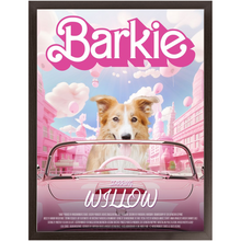 Load image into Gallery viewer, Barkie Movie Poster - Barbie Inspired Custom Pet Portrait Framed Satin Paper Print