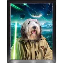 Load image into Gallery viewer, YO, DOG! IN SPACE - Yoda & Star Wars Inspired Custom Pet Portrait Framed Satin Paper Print