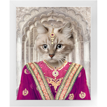Load image into Gallery viewer, Devilicious - Royal Indian Princess Inspired Custom Pet Portrait Framed Satin Paper Print