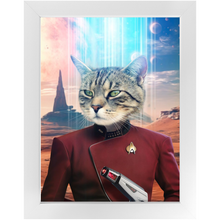 Load image into Gallery viewer, CAPTAIN DIGYARD - BEAMING DOWN - Star Trek Inspired Custom Pet Portrait Framed Satin Paper Print