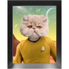 Load image into Gallery viewer, CAPTAIN QUIRK - Star Trek Inspired Custom Pet Portrait Framed Satin Paper Print