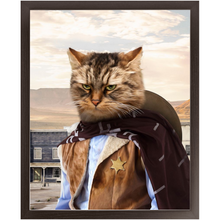 Load image into Gallery viewer, High Loon - Cowboys, Sheriff & Wild West Inspired Custom Pet Portrait Framed Satin Paper Print