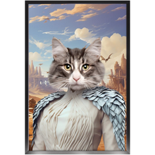 Load image into Gallery viewer, DESSERT CROSSING 2 - Game of Thrones & House Of Dragons Inspired Custom Pet Portrait Framed Satin Paper Print