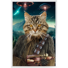 Load image into Gallery viewer, WOOFIE IN SPACE - Chewbacca & Star Wars Inspired Custom Pet Portrait Framed Satin Paper Print