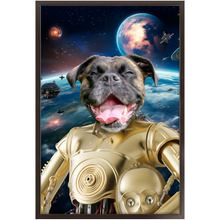 Load image into Gallery viewer, C.3.P.NO IN SPACE - C.3.P.O. & Star Wars Inspired Custom Pet Portrait Framed Satin Paper Print