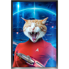 Load image into Gallery viewer, OH HOORAY IN SPACE - Star Trek Inspired Custom Pet Portrait Framed Satin Paper Print