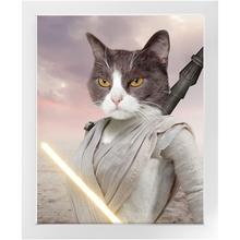 Load image into Gallery viewer, Light Rey - Rey Skywalker & Star Wars Inspired Custom Pet Portrait Framed Satin Paper Print