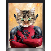 Load image into Gallery viewer, Dead Cool - Dead Pool Superhero Inspired Custom Pet Portrait Framed Satin Paper Print