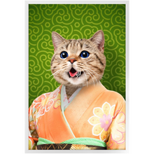 Load image into Gallery viewer, Orenjisan - Japanese Geisha & Kimono Inspired Custom Pet Portrait Framed Satin Paper Print