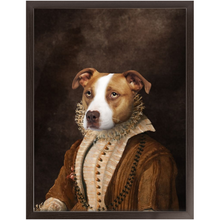 Load image into Gallery viewer, BARONESS OF BROWN - Renaissance Inspired Custom Pet Portrait Framed Satin Paper Print