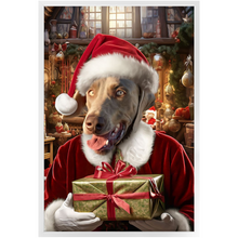 Load image into Gallery viewer, PANTA PAWS - Christmas, Santa & Elf Inspired Custom Pet Portrait Framed Satin Paper Print