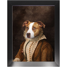 Load image into Gallery viewer, BARONESS OF BROWN - Renaissance Inspired Custom Pet Portrait Framed Satin Paper Print