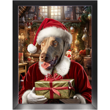 Load image into Gallery viewer, PANTA PAWS - Christmas, Santa & Elf Inspired Custom Pet Portrait Framed Satin Paper Print
