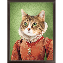 Load image into Gallery viewer, Lady Pluck - Renaissance Inspired Custom Pet Portrait Framed Satin Paper Print